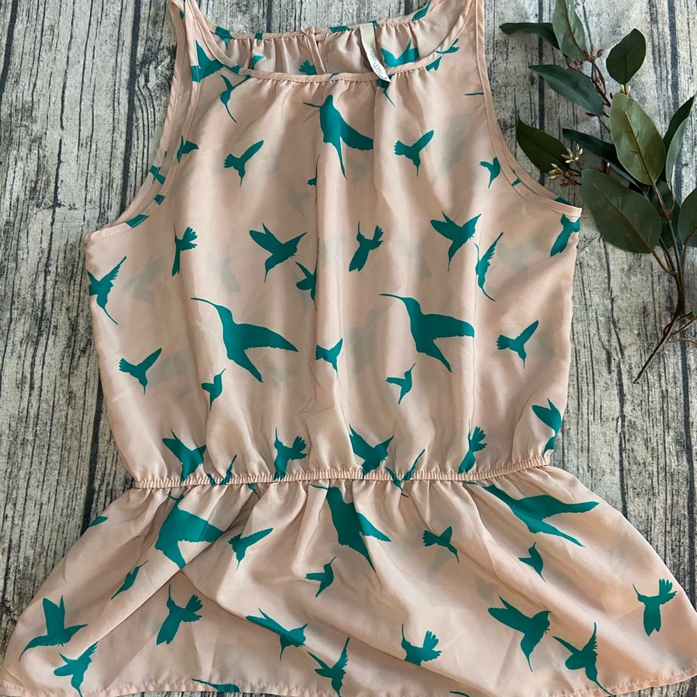 Paper Crane Medium Peplum Hummingbird Tank Shell